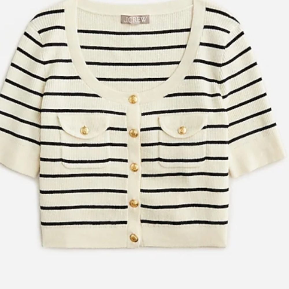J Crew Button-up sweater-tee in stripe, size M